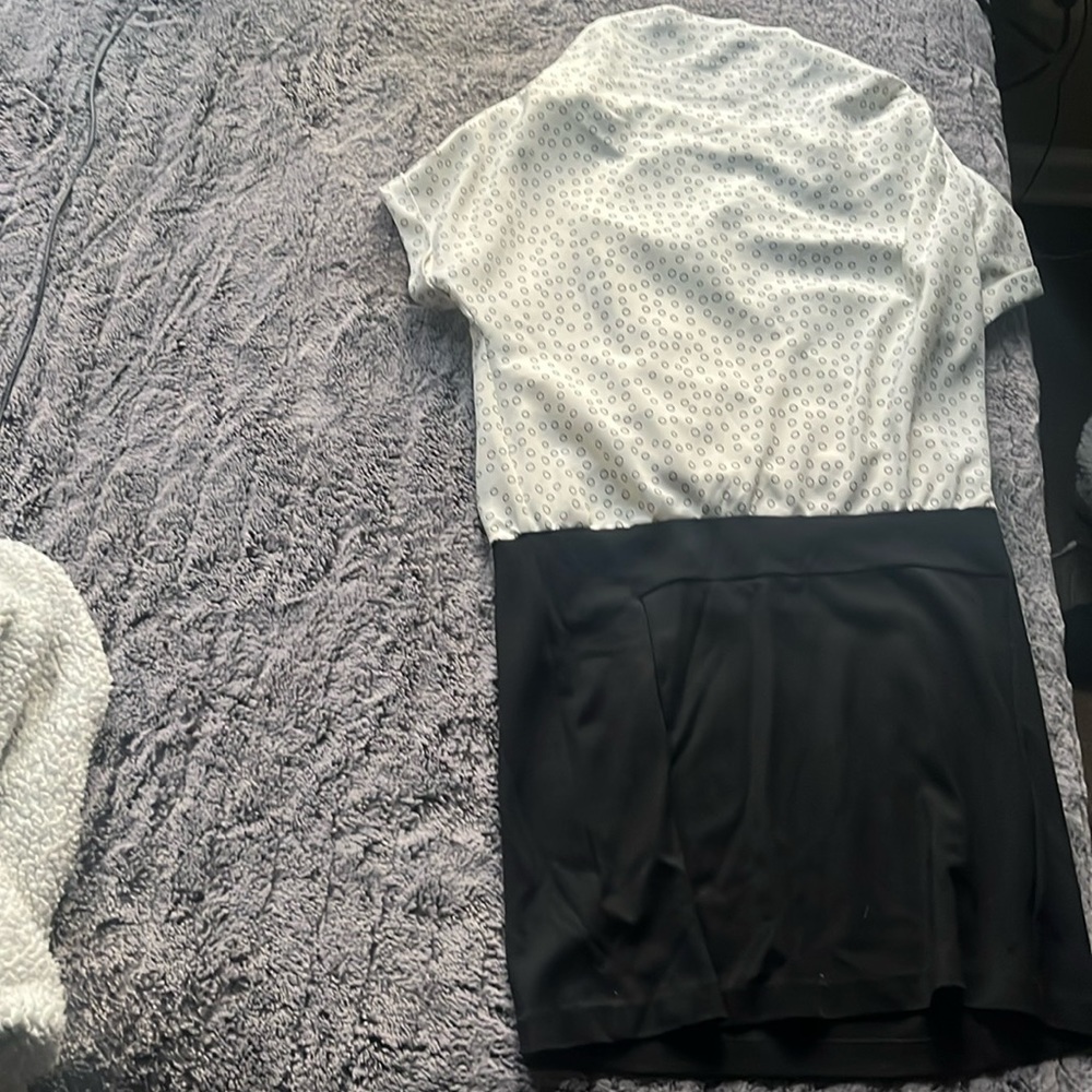 white and black loft blouse womens size 4